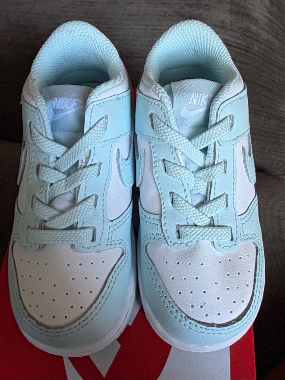 Nike Kids Light Blue and White Low-Top Sneakers